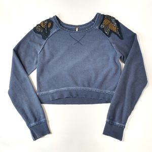 FREE PEOPLE XS NAVY/GREY